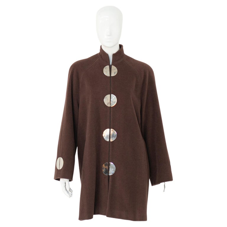Gai Mattiolo Stylish Brown and Gold Wool Coat For Sale