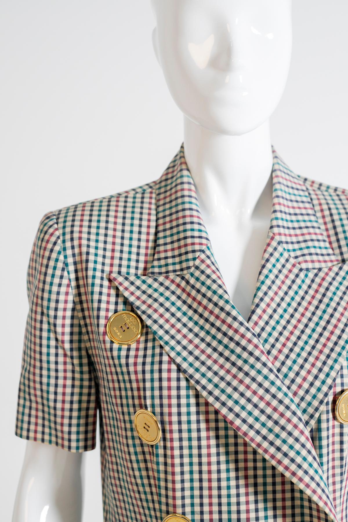 Gray Gai Mattiolo Elegant Vintage Checkered Suit For Sale