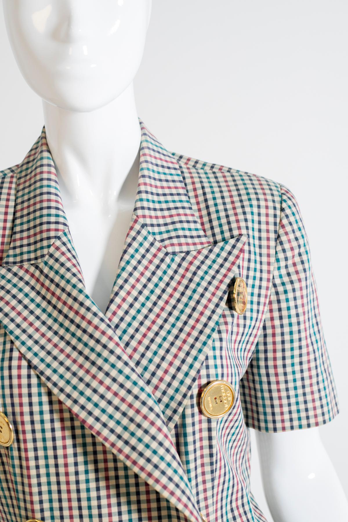 Gai Mattiolo Elegant Vintage Checkered Suit In Good Condition For Sale In Milano, IT