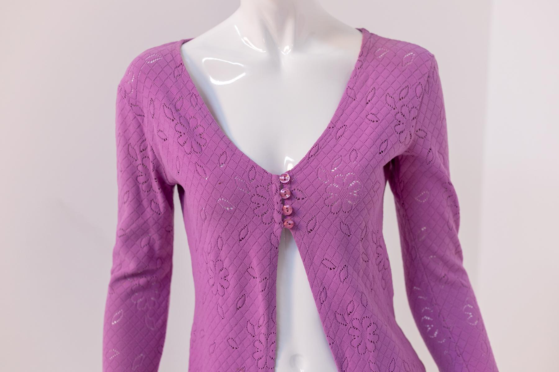 Gai Mattiolo Vintage Purple Jumper with Buttons In Good Condition For Sale In Milano, IT