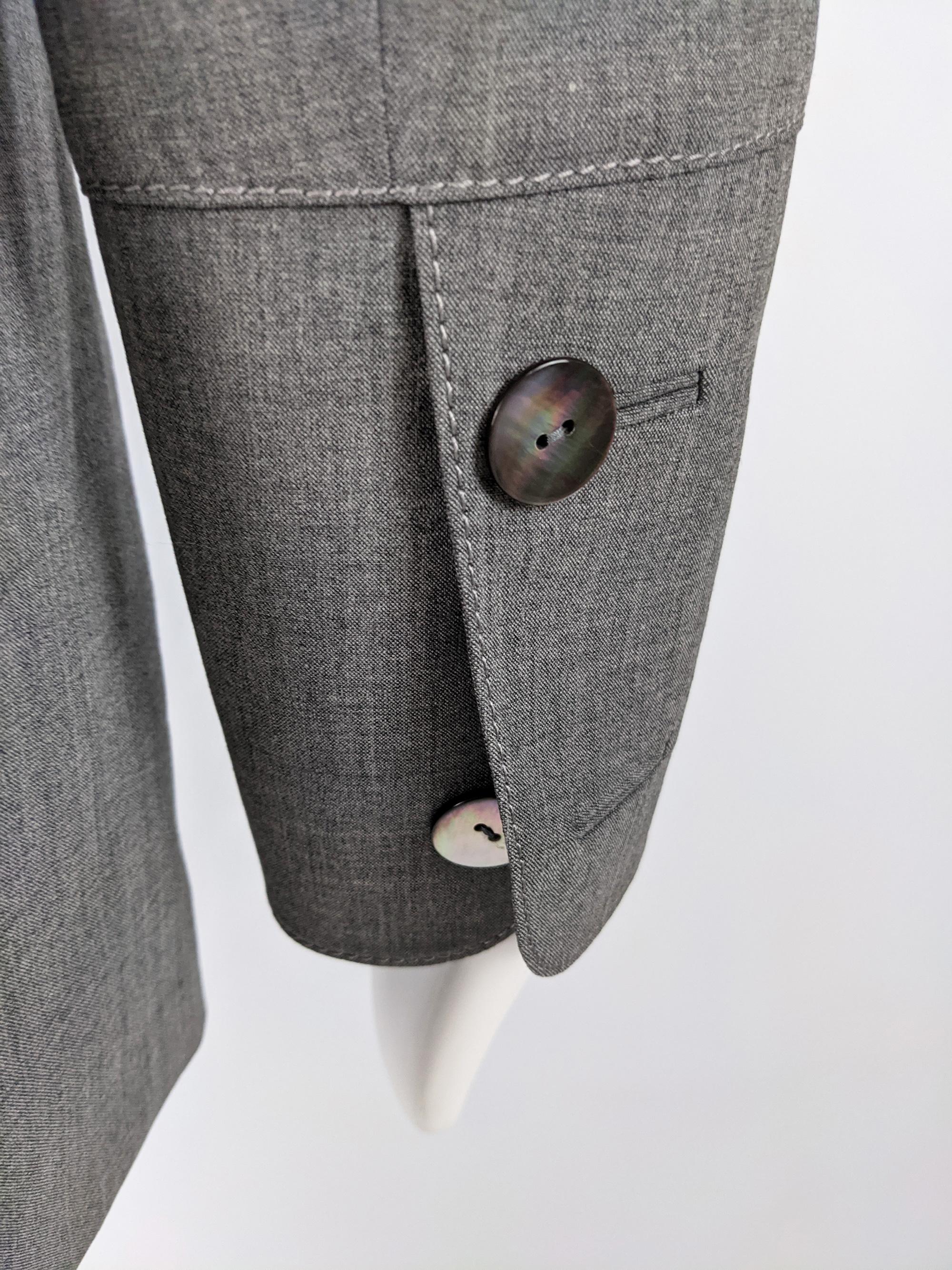 Women's Gai Mattiolo Vintage Womens Grey Wool Asymmetric Blazer Jacket For Sale