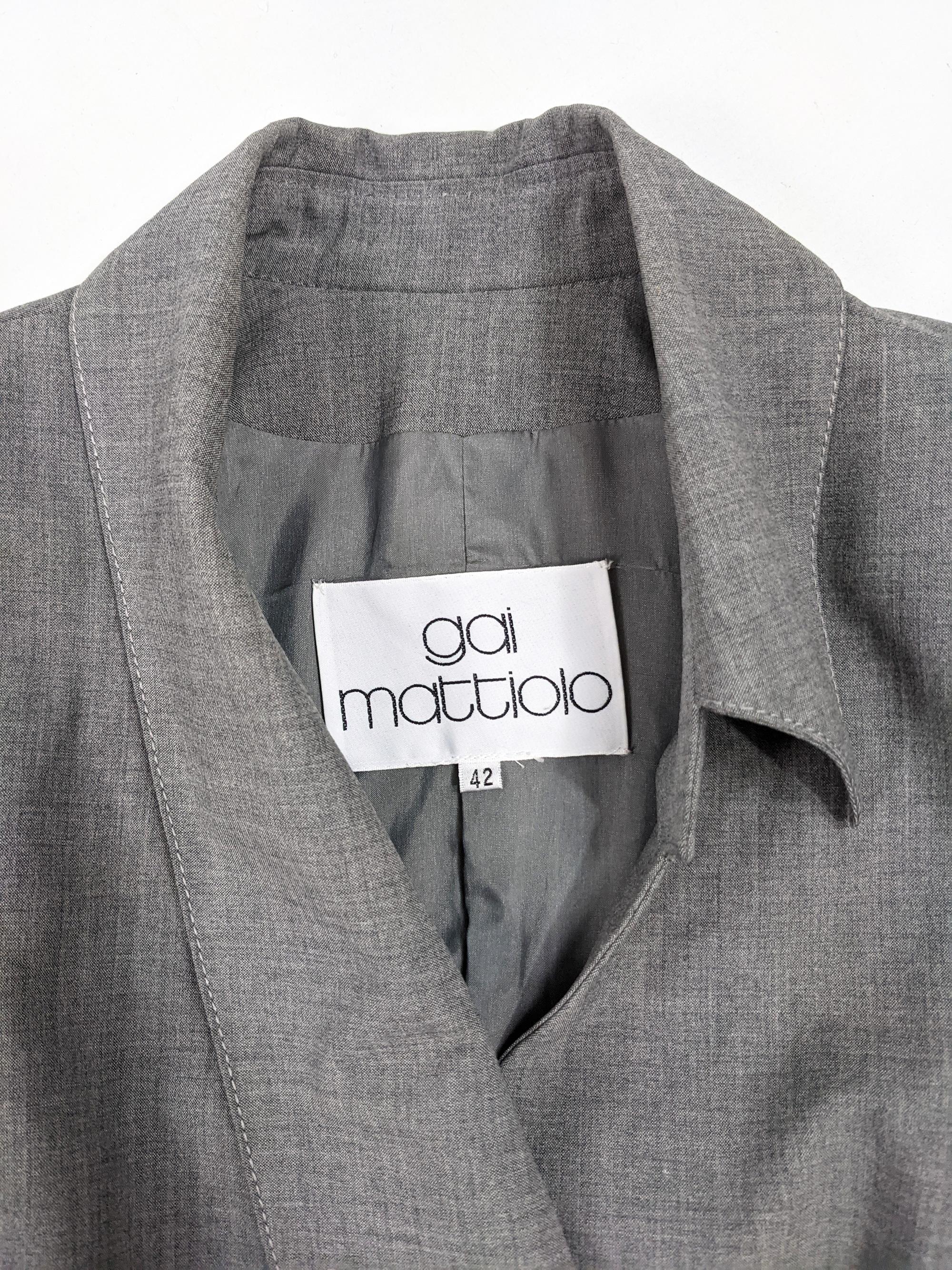 Gai Mattiolo Vintage Womens Grey Wool Asymmetric Blazer Jacket For Sale 1