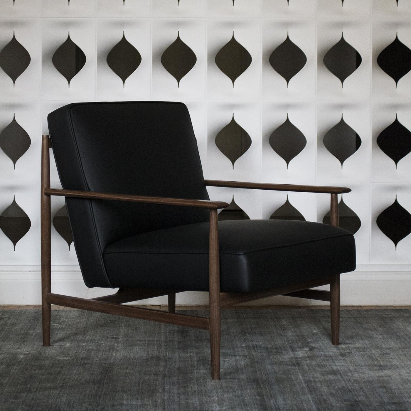 Italian Gaia Armchair Black Leather 