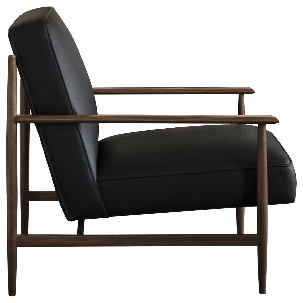 Black Leather Armchair For Sale at 1stDibs