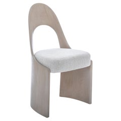 "Gaia" - Carved, Modern, Hand Finished Dining Chair, Slipper Chair - Cerused