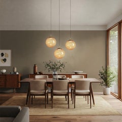 Gaia, Murano 5 Amber and 2 Red Mezza Filigrana glass sphere, Piattelli Design