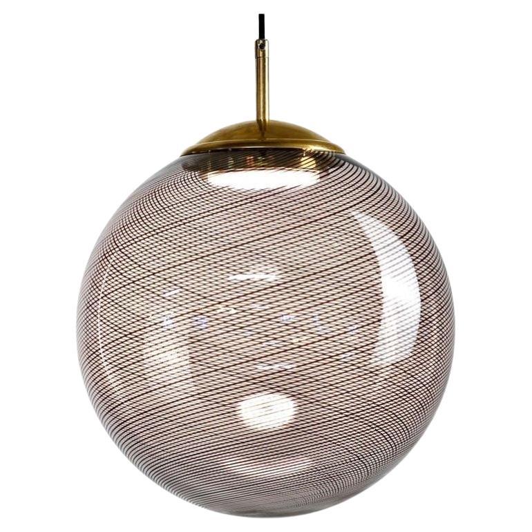Gaia, Murano Black Mezza Filigrana Tessuto glass sphere, Silvio Piattelli Design