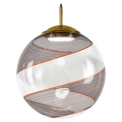 Gaia, Mezza Filigrana Glaskugel aus Murano Weiß und Schwarz, Piattelli Design