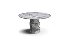 Round Dining Table in Polished Gray Marble with Sculptural Base by CDW - GAIA