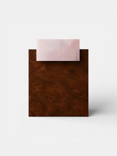 GAIA side table - Burl wood and Pink onyx