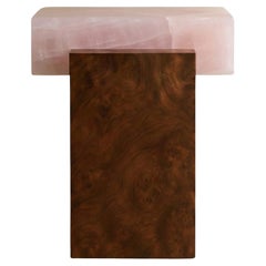 GAIA side table - Burl wood and Pink onyx