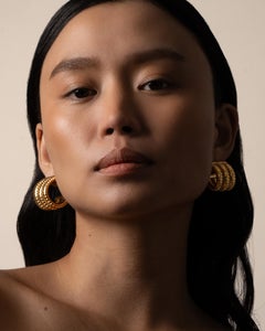 Gold Triple Twist Hoops - Earrings