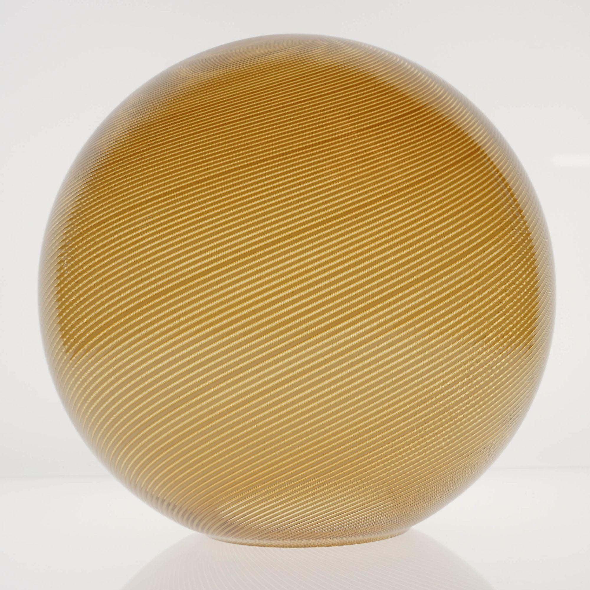 Gaia Trittico 3 Murano Amber MezzaFiligrana sphère en verre Silvio Piattelli Design en vente 5