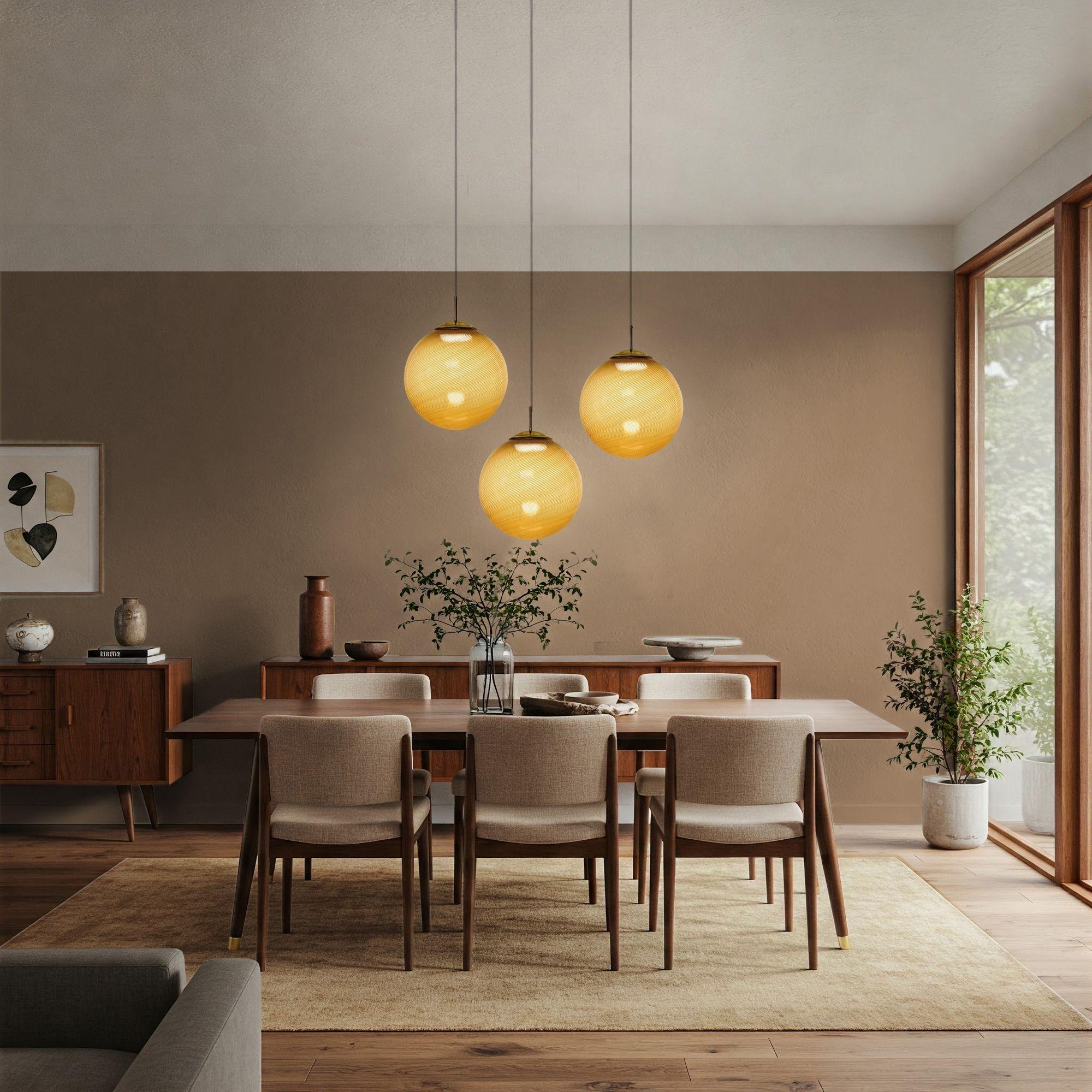 Mid-Century Modern Gaia Trittico 3 Murano Amber MezzaFiligrana sphère en verre Silvio Piattelli Design en vente
