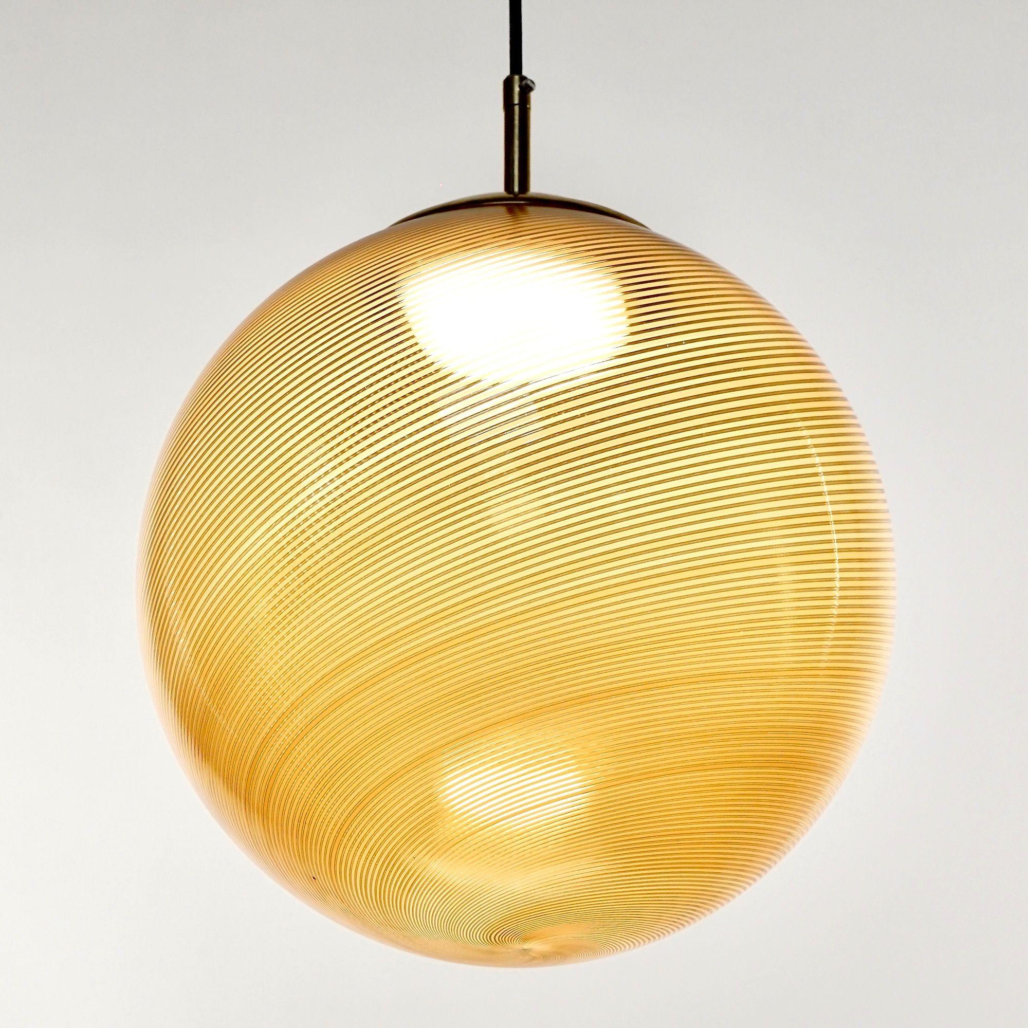 Gaia Trittico 3 Murano Amber MezzaFiligrana sphère en verre Silvio Piattelli Design en vente 1