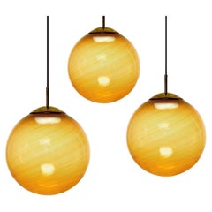 Gaia Trittico 3 Murano Amber MezzaFiligrana sphère en verre Silvio Piattelli Design
