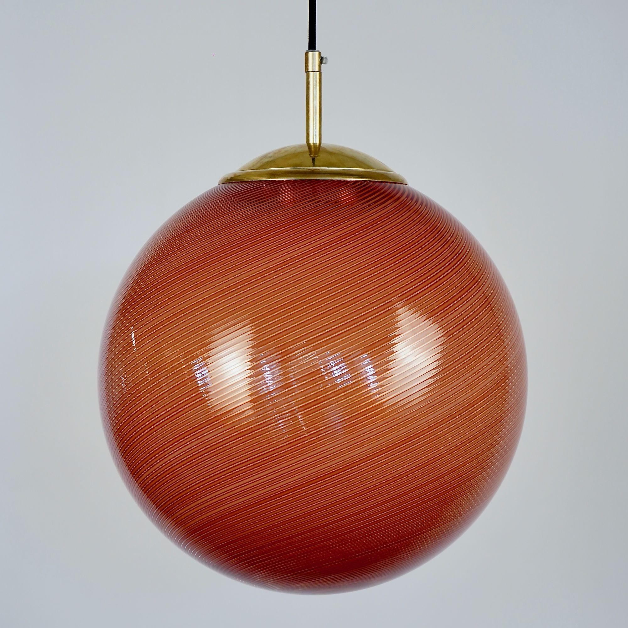 Gaia Trittico, 3 Murano Red Mezza Filigrana glass sphere Silvio Piattelli Design For Sale 6