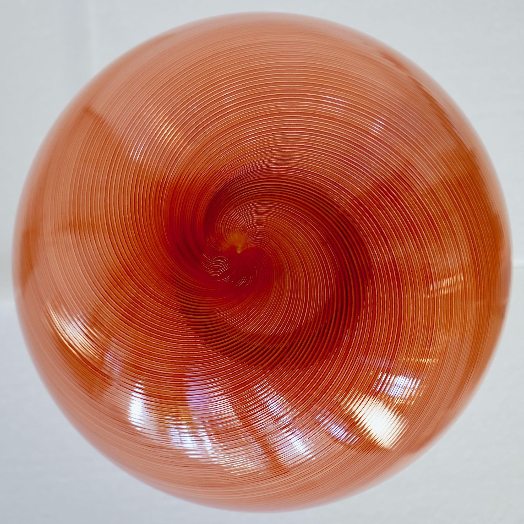 Gaia Trittico, 3 Murano Red Mezza Filigrana glass sphere Silvio Piattelli Design For Sale 10
