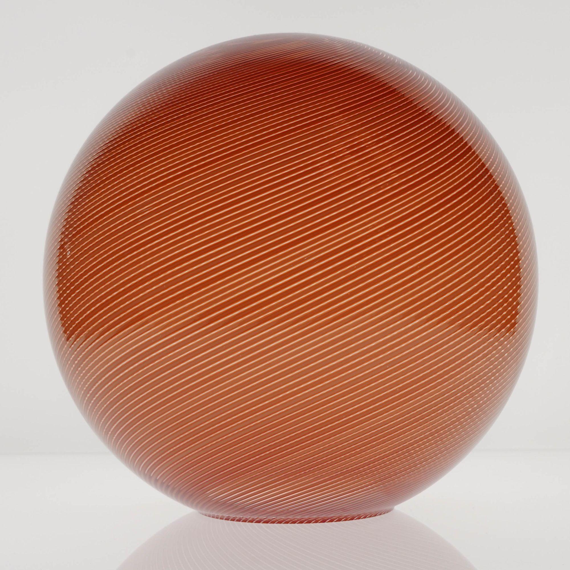 Gaia Trittico, 3 Murano Red Mezza Filigrana glass sphere Silvio Piattelli Design For Sale 13