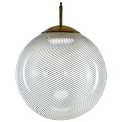 Gaia Trittico, 3 Murano White Mezza Filigrana Glaskugeln, Piattelli Design