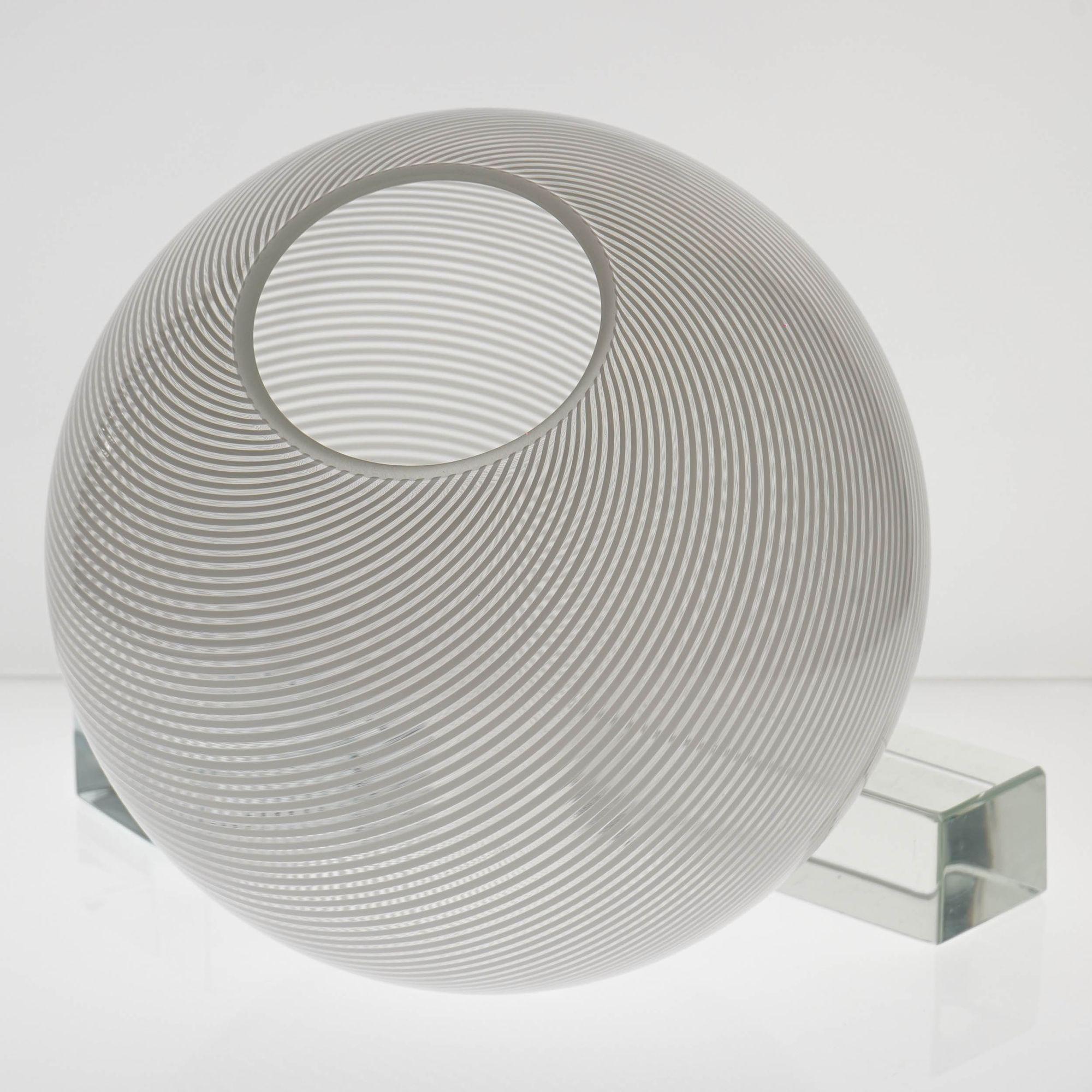 Gaia Trittico, 3 sphères en verre Murano White Mezza Filigrana, Piattelli Design en vente 13
