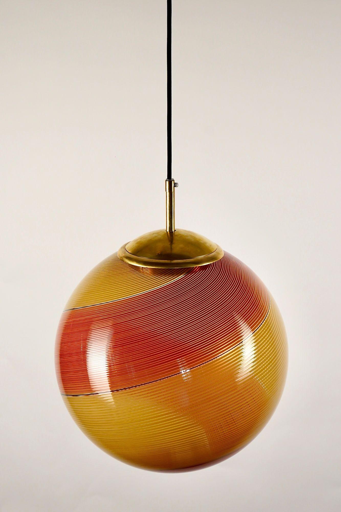 Gaia Trittico, 3er-Set Murano-Bernstein- und roter Filigrana-Anhänger Piattelli-Design im Angebot 11