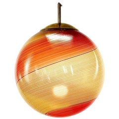 Gaia Trittico, Set of 3 Murano Amber and Red Filigrana pendants Piattelli Design