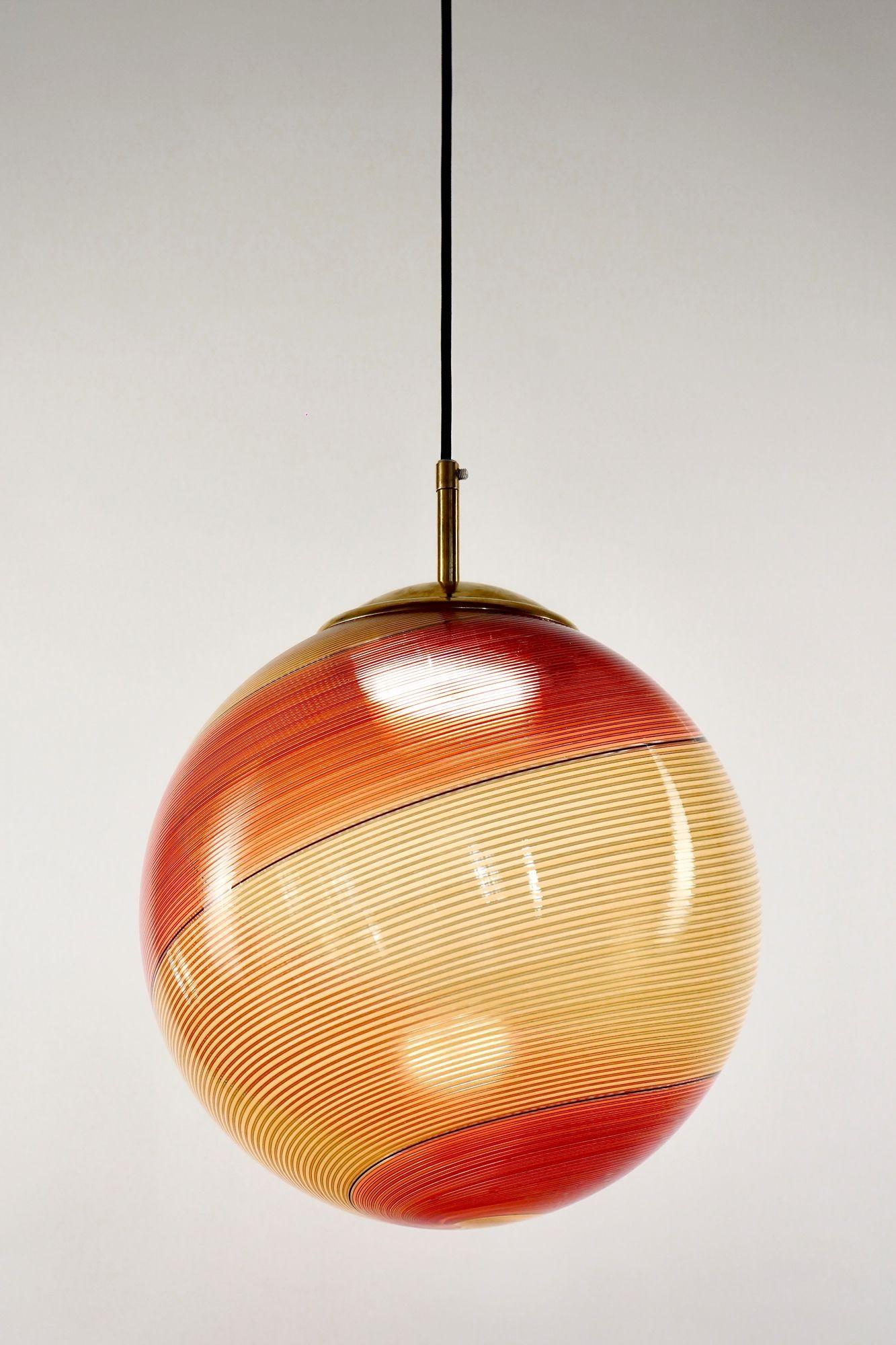 Gaia Trittico, 3er-Set Murano-Bernstein- und roter Filigrana-Anhänger Piattelli-Design (Italienisch) im Angebot