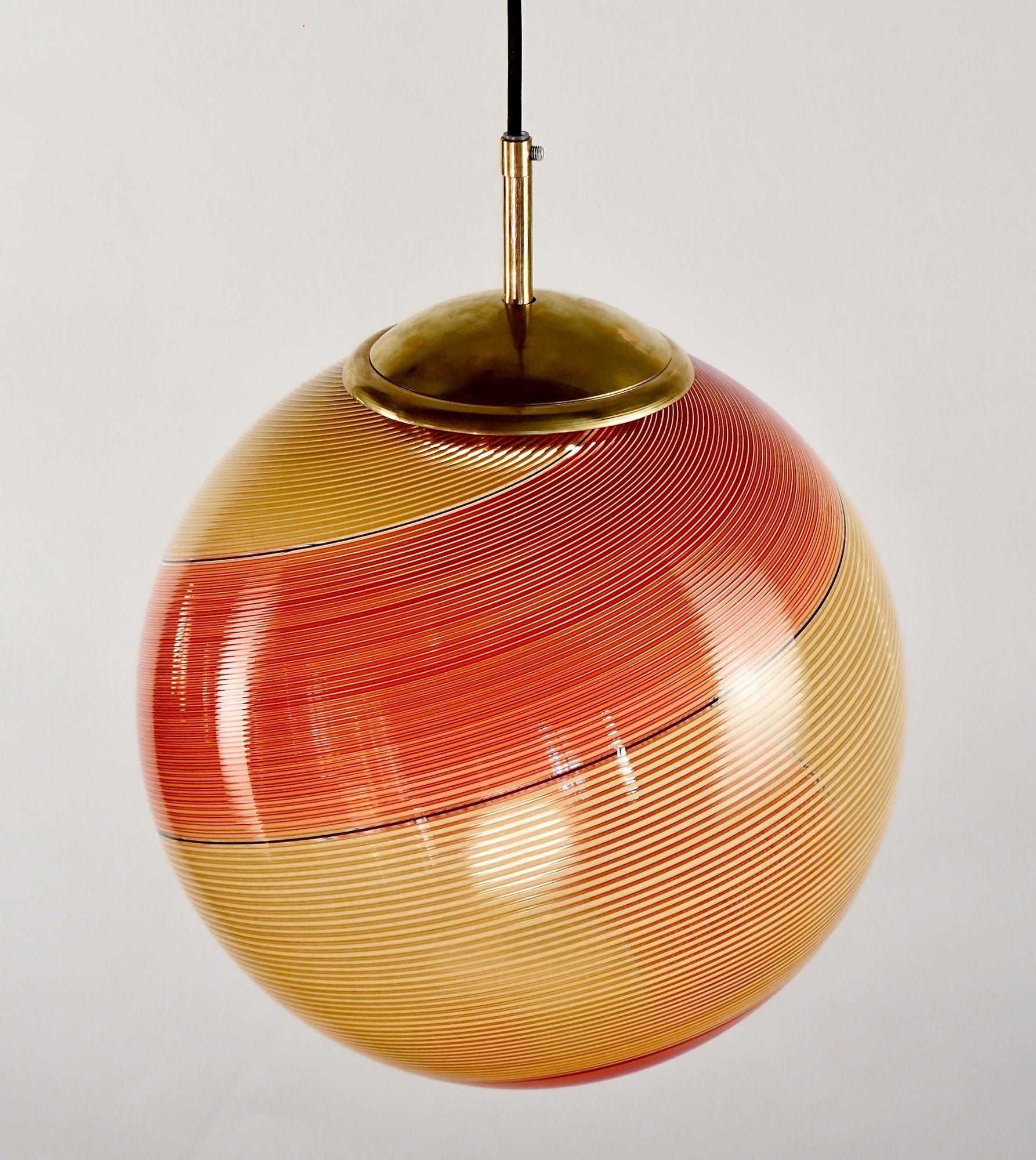 Gaia Trittico, 3er-Set Murano-Bernstein- und roter Filigrana-Anhänger Piattelli-Design (21. Jahrhundert und zeitgenössisch) im Angebot