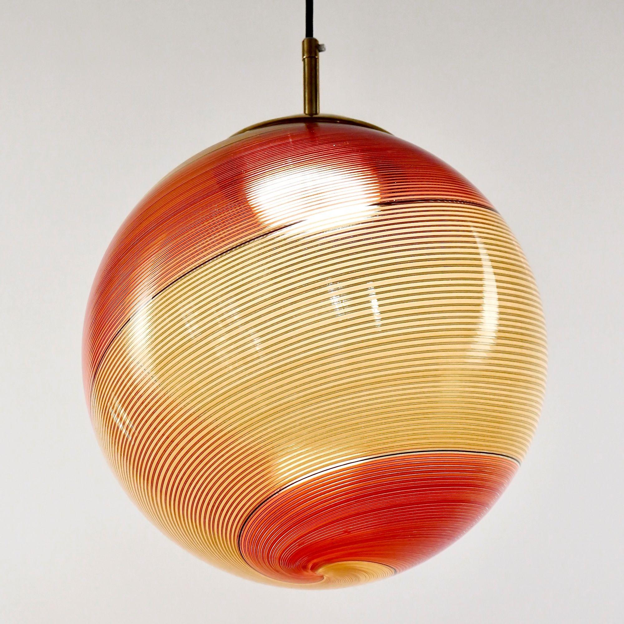 Gaia Trittico, 3er-Set Murano-Bernstein- und roter Filigrana-Anhänger Piattelli-Design im Angebot 1