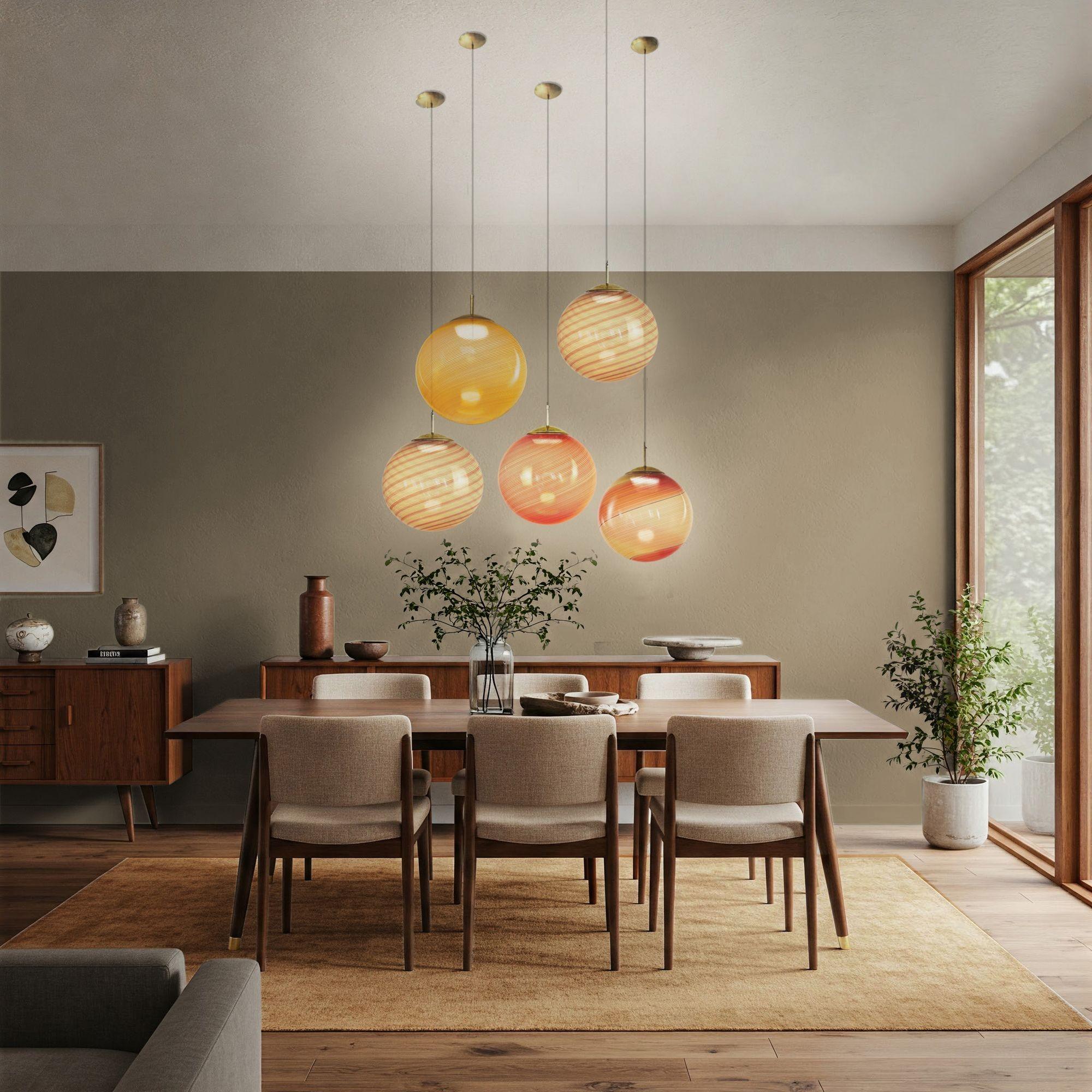 Gaia Trittico, 3er-Set Murano-Bernstein- und roter Filigrana-Anhänger Piattelli-Design im Angebot 2