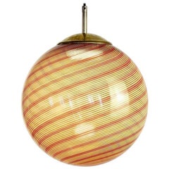 Gaia Trittico, Set of 3 Murano Amber/Red Mezza Filigrana glass sphere, Piattelli