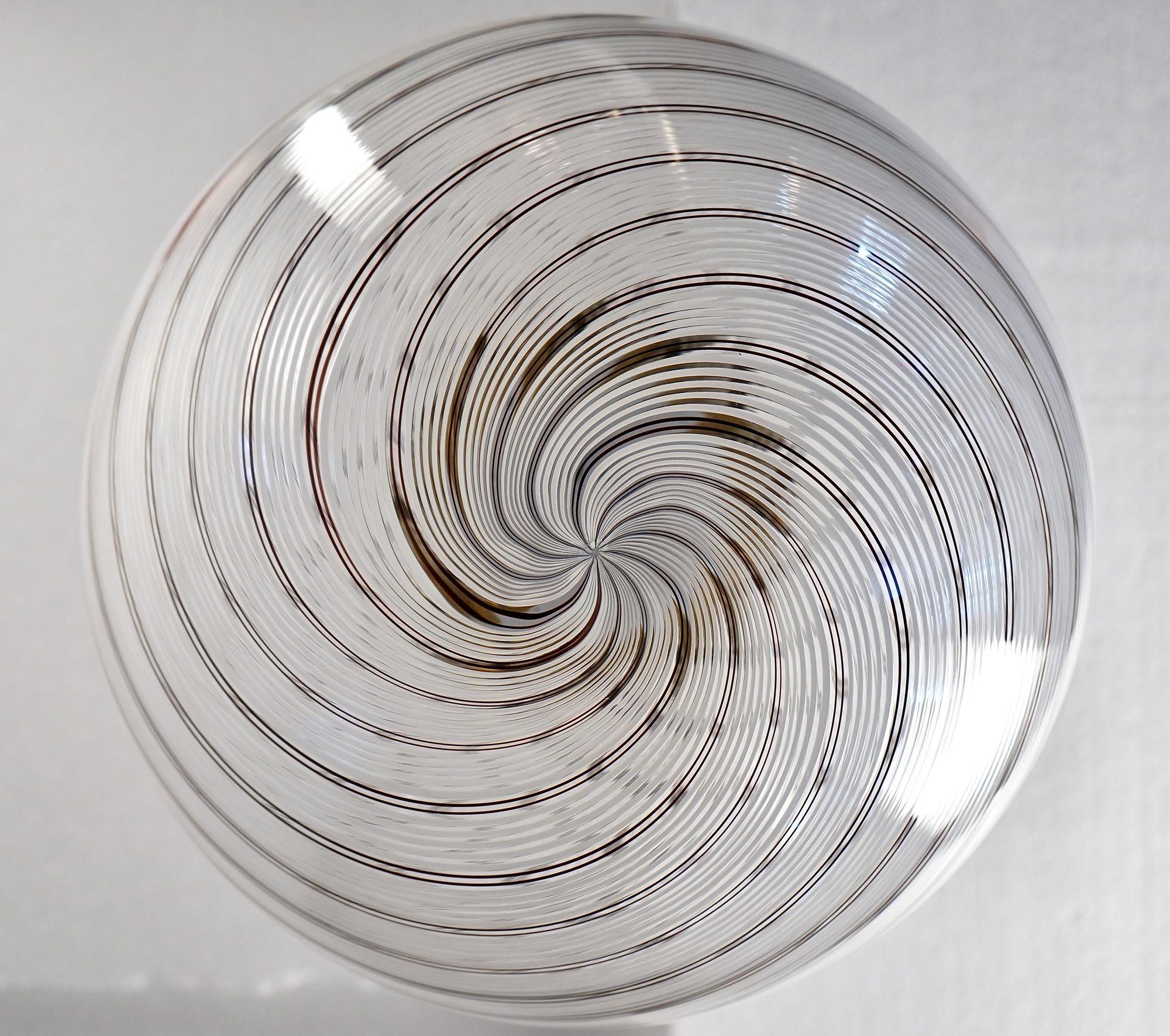Sfera in vetro Gaia Trittico3 Murano White Black Mezza Filigrana, Piattelli Design in vendita 7