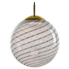 Gaia Trittico3 Murano White Black Mezza Filigrana glass sphere, Piattelli Design