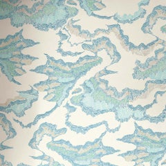 Gaia Wallpaper and Custom Mural on Non-Woven Paper in Color Essence, Teal-Cream