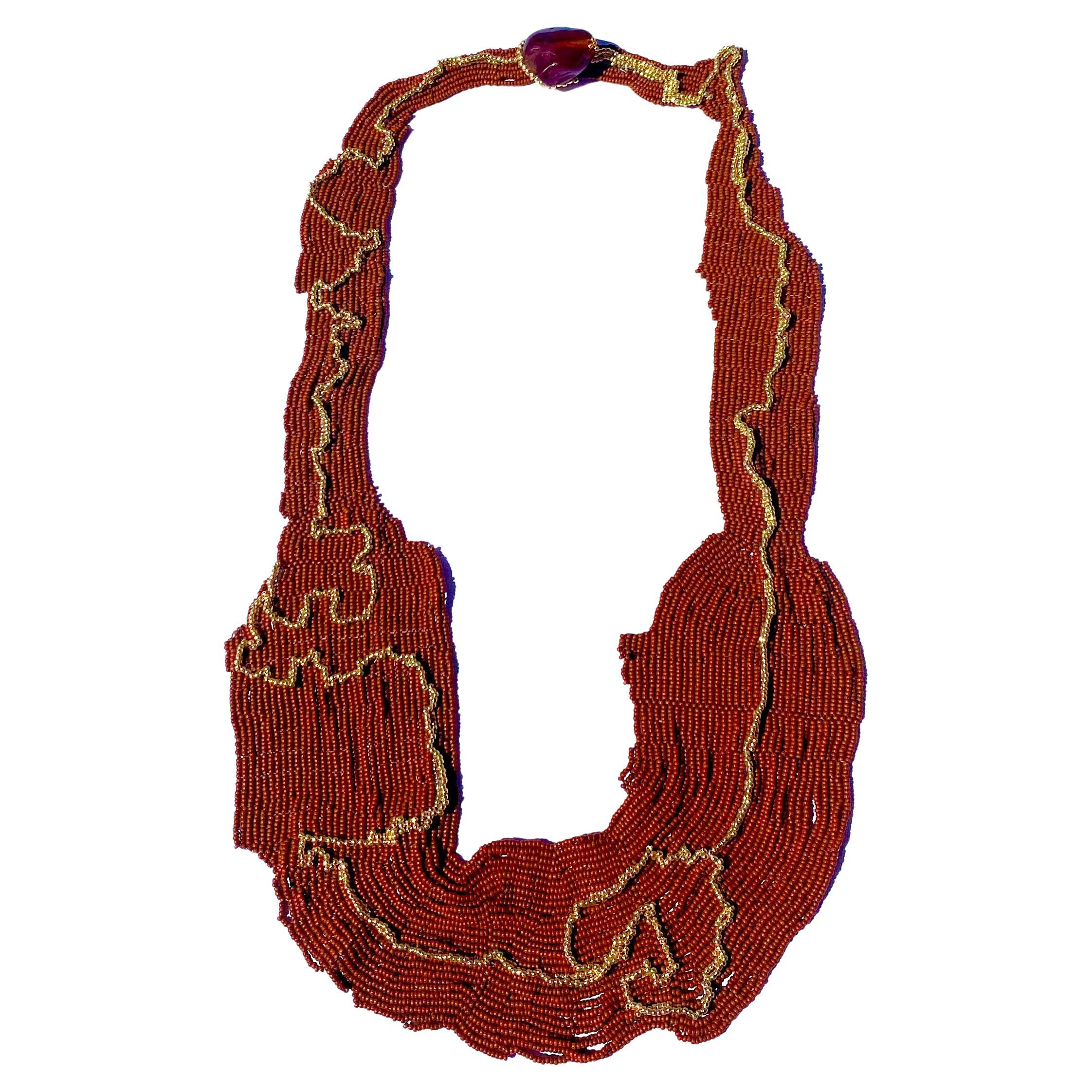 Gaia's Gold Path Statement Necklace For Sale
