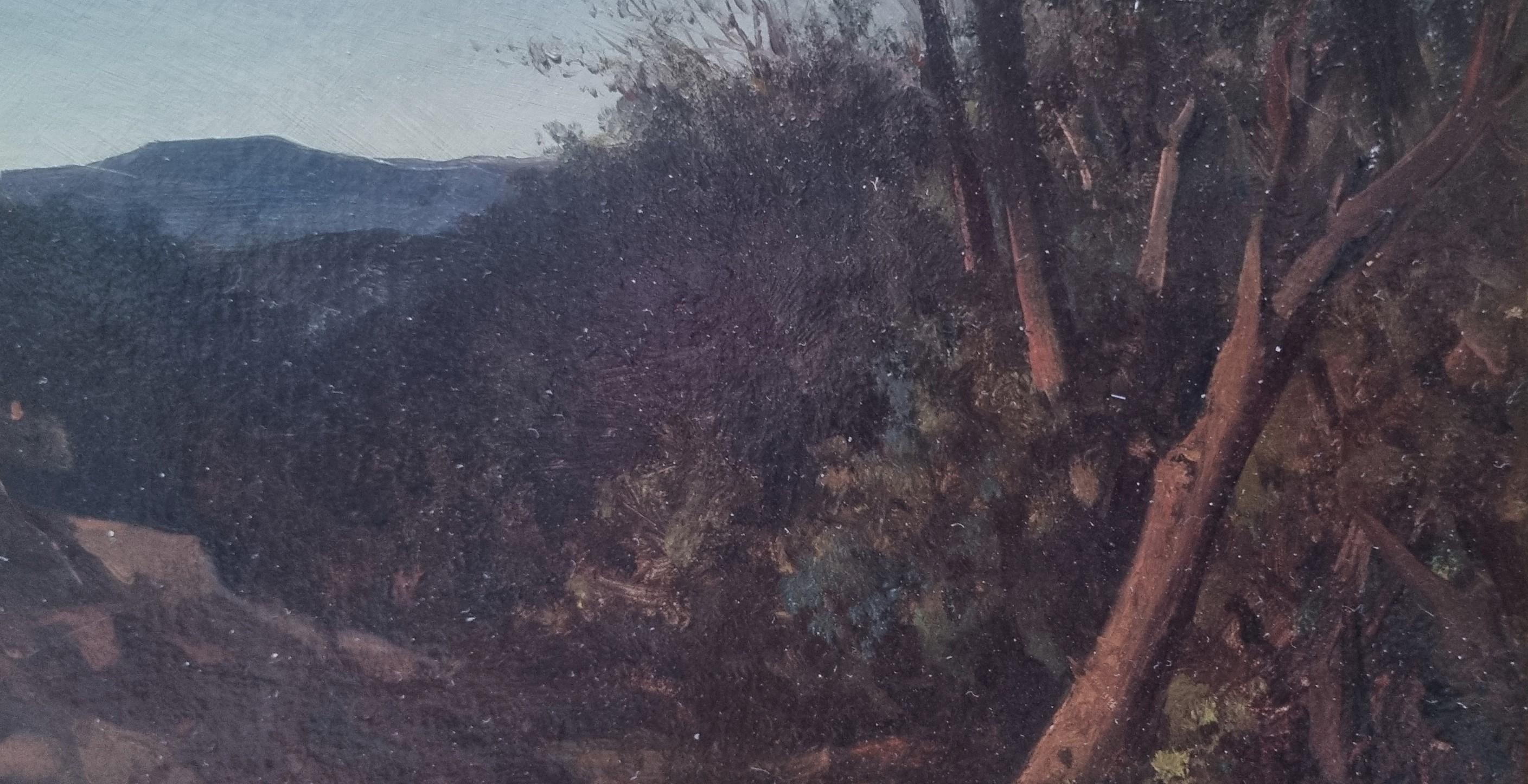 BENAVENT ROCOMORA Spanish painter night landscape fire 19th For Sale 1