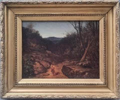 BENAVENT ROCOMORA Spanish painter night landscape fire 19th