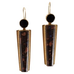 Gail Bird and Yazzie Johnson Agate, Onyx, and Gold Earrings