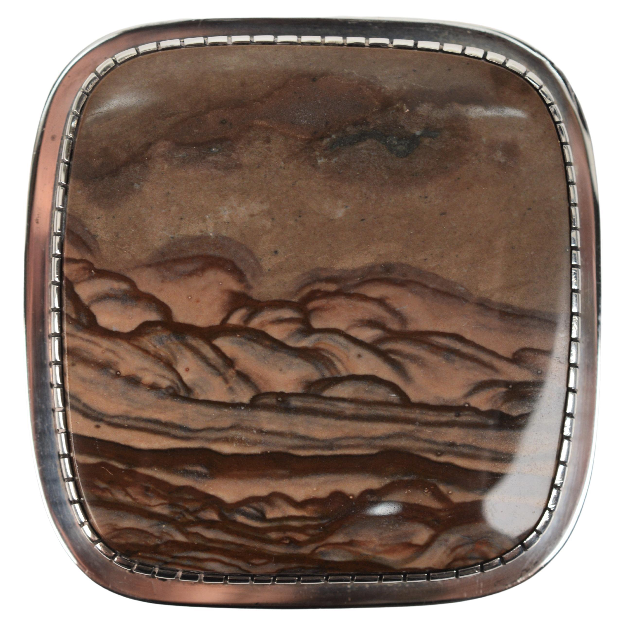 Gail Bird Yazzie Johnson Agate Sterling Silver Belt Buckle