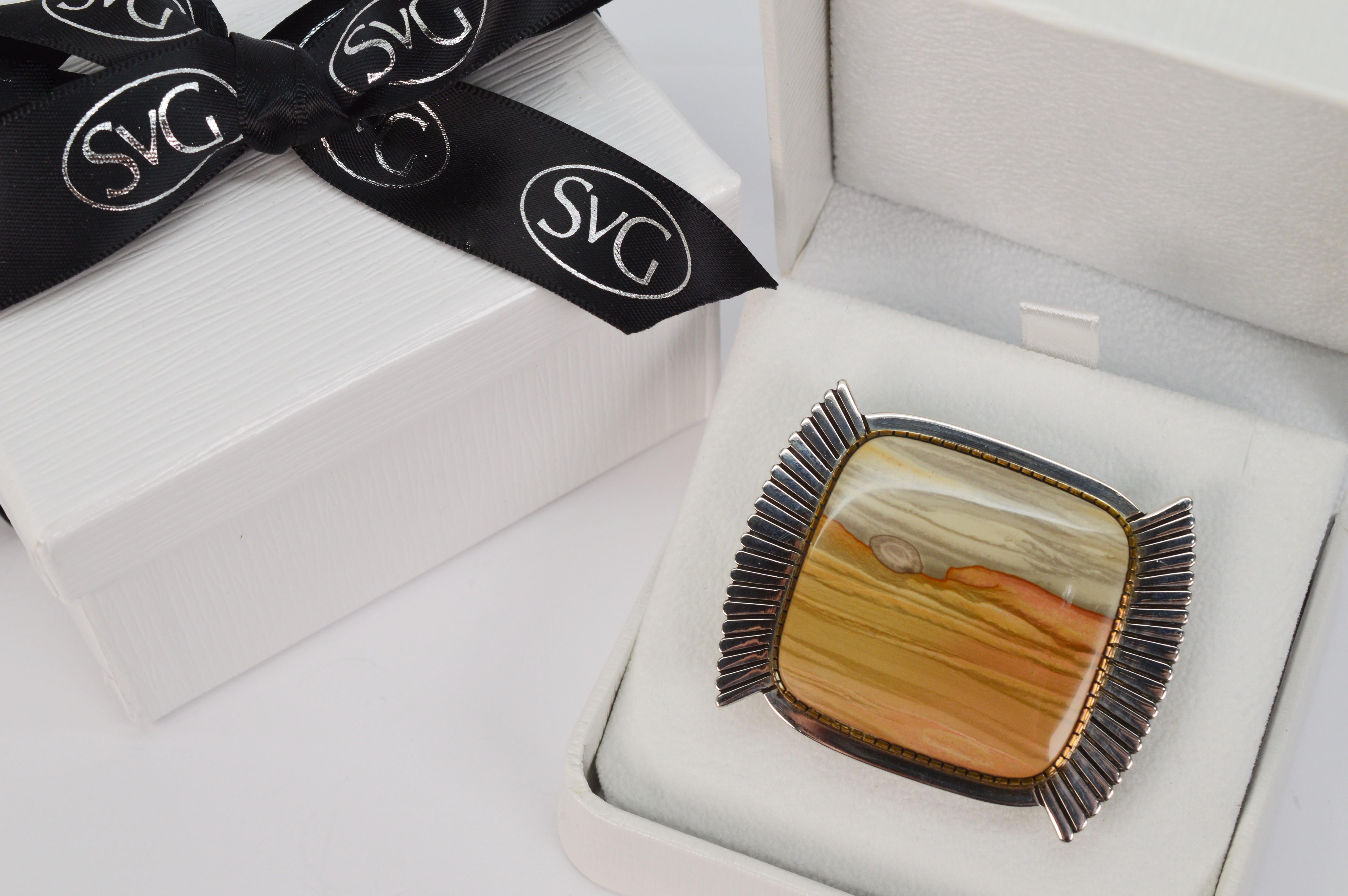 Gail Bird Yazzie Johnson Sterling Silver Agate Belt Buckle In Excellent Condition In Mount Kisco, NY