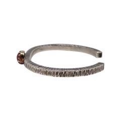 Gail Bird Yazzie Johnson Sterling Silver Gold Bezel Round Coral Bracelet #25168