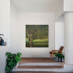 « Une journée à la Klimt », huile contemporaine sur toile, 48 x 48 pouces, signée