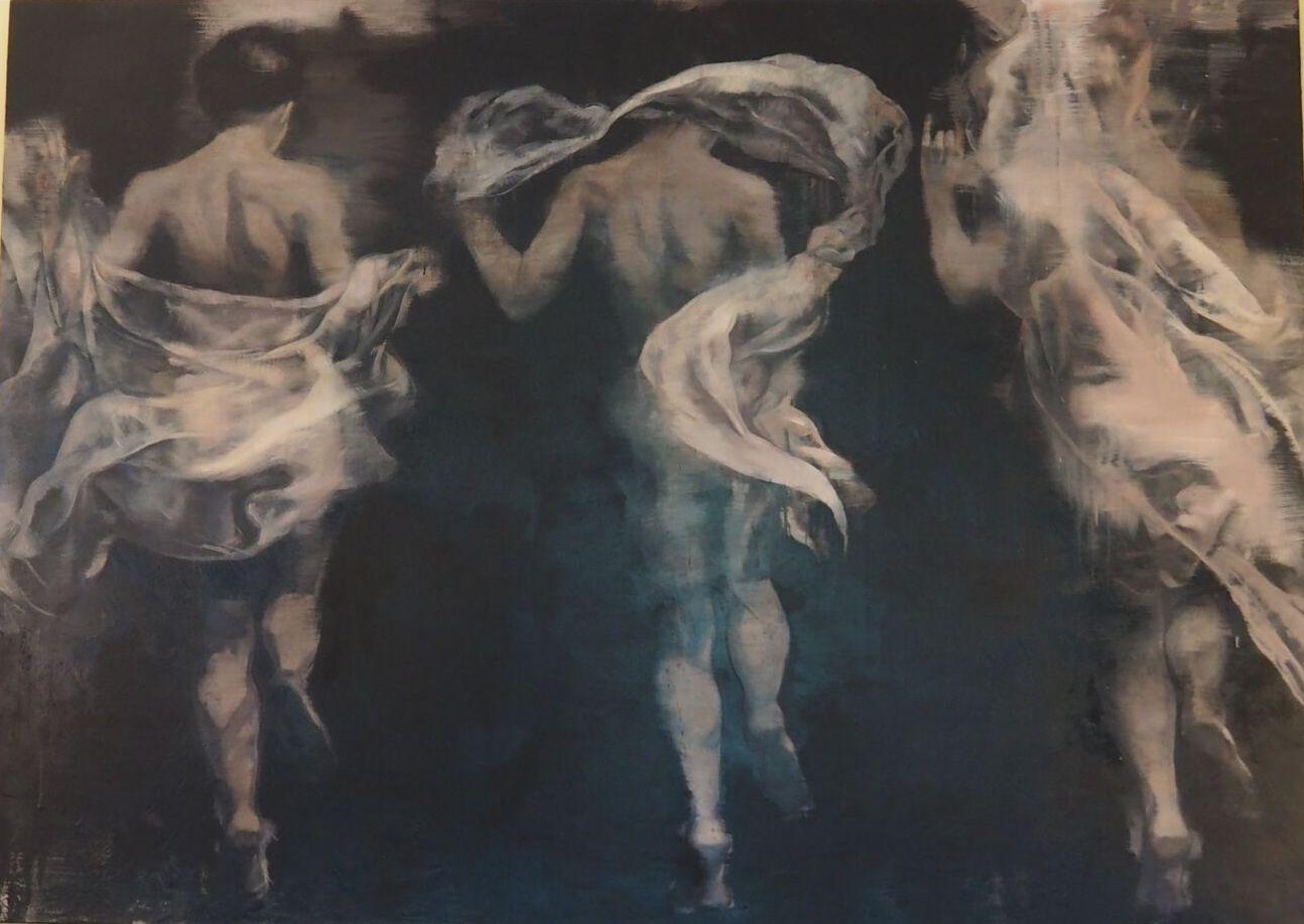 Gail Chase-Bien Figurative Painting - INTO THE VOID  / figurative oil on linen stunner - 5 x 7 feet