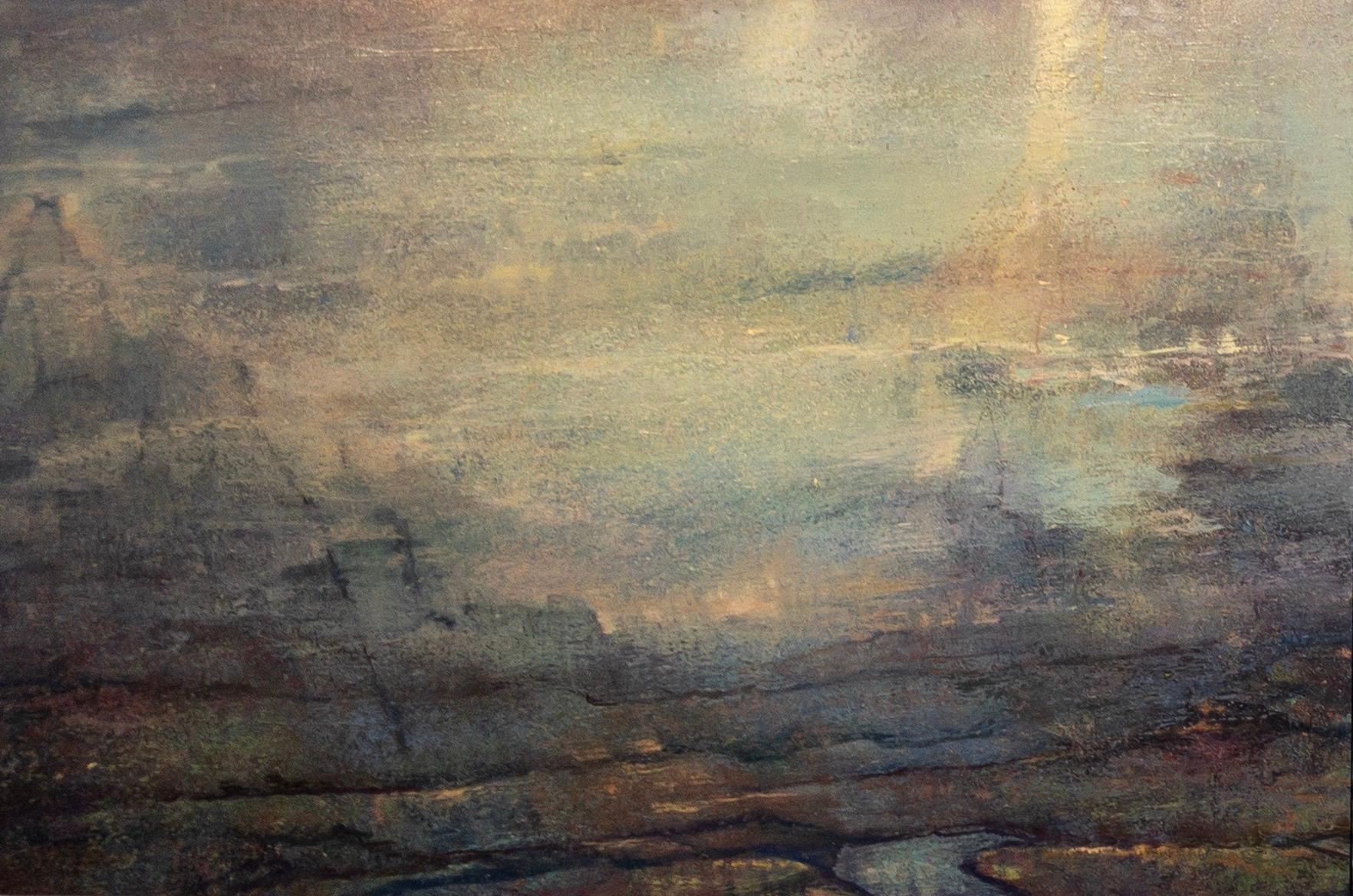 Carta al Sexto Poeta - 40x120 óleo sobre lienzo díptico - lujo sereno - Painting de Gail Chase-Bien
