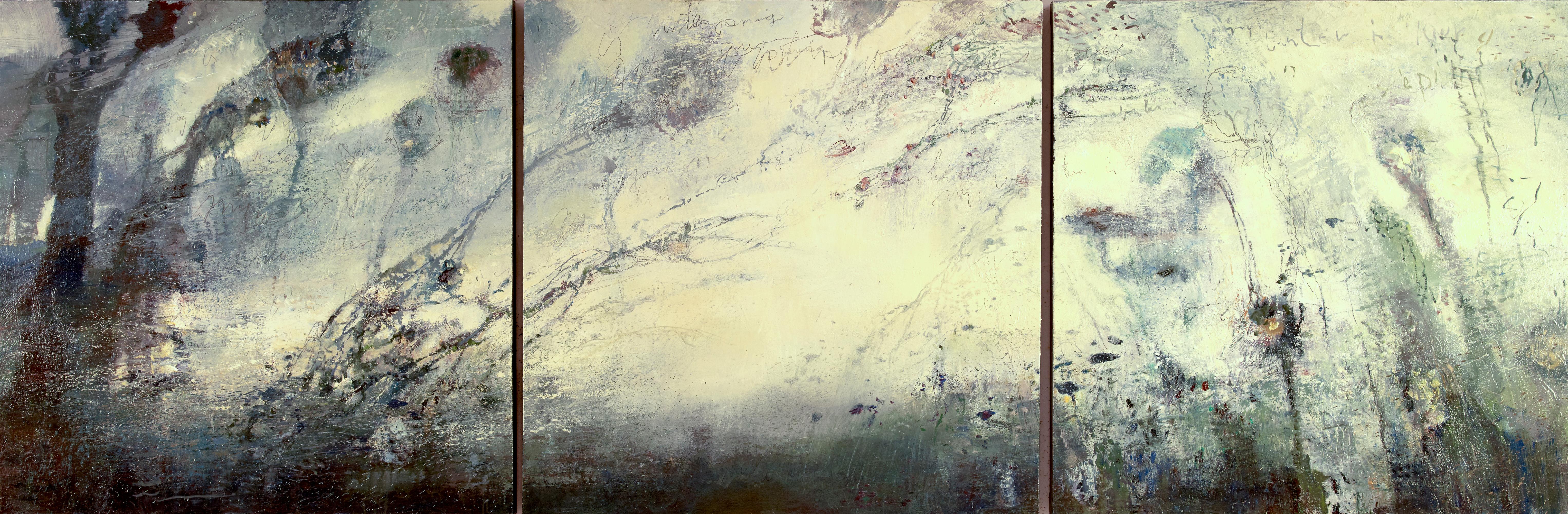 Gail Chase-Bien Landscape Painting - My Winter is Your Spring - triptych