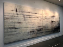 Rachmaninov “Letter to Sergei" cello music inspired diptych oil canvas 6x18 feet