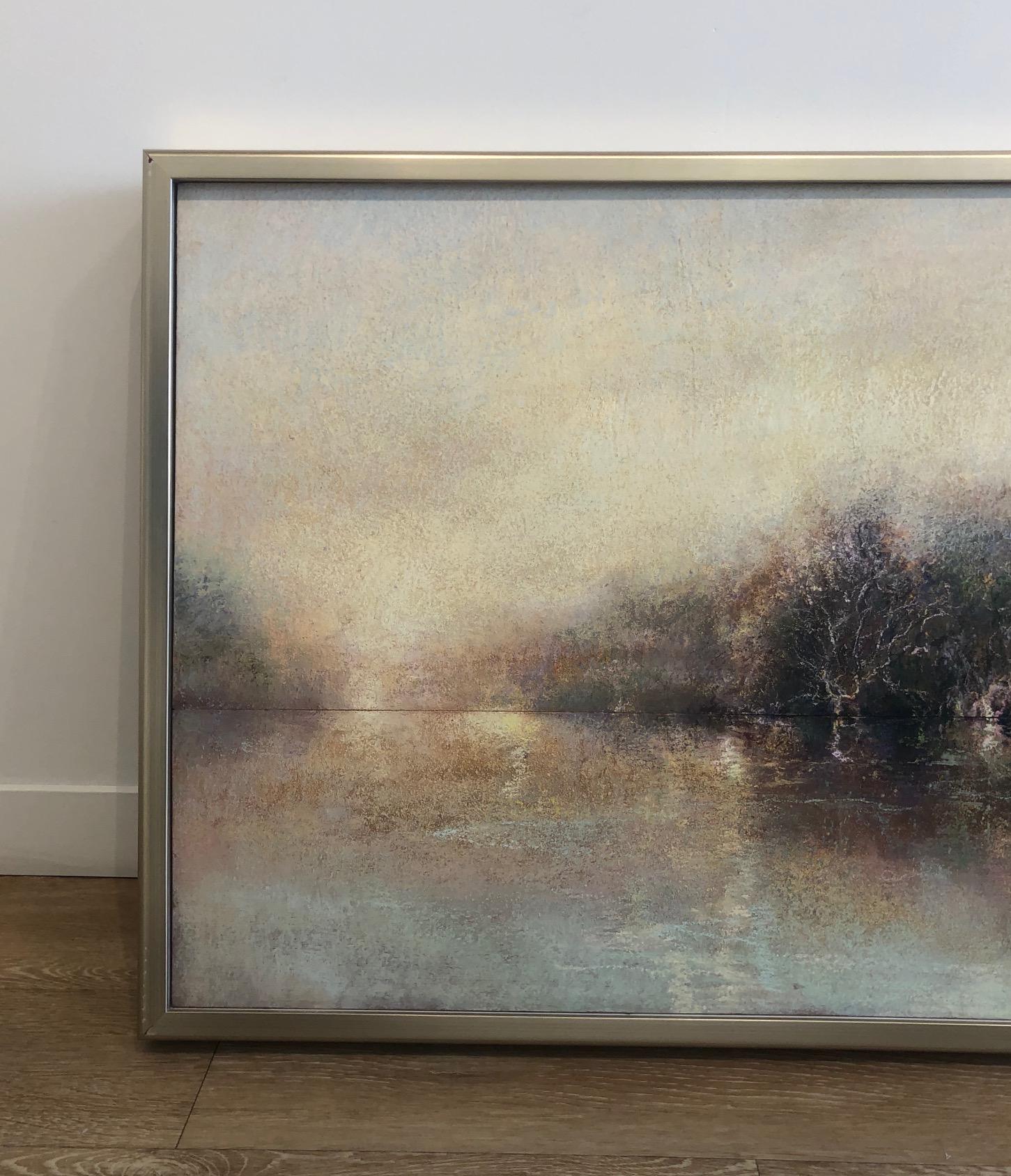 River Pastel / contemporary minimal warm calm etherial realism - Painting by Gail Chase-Bien