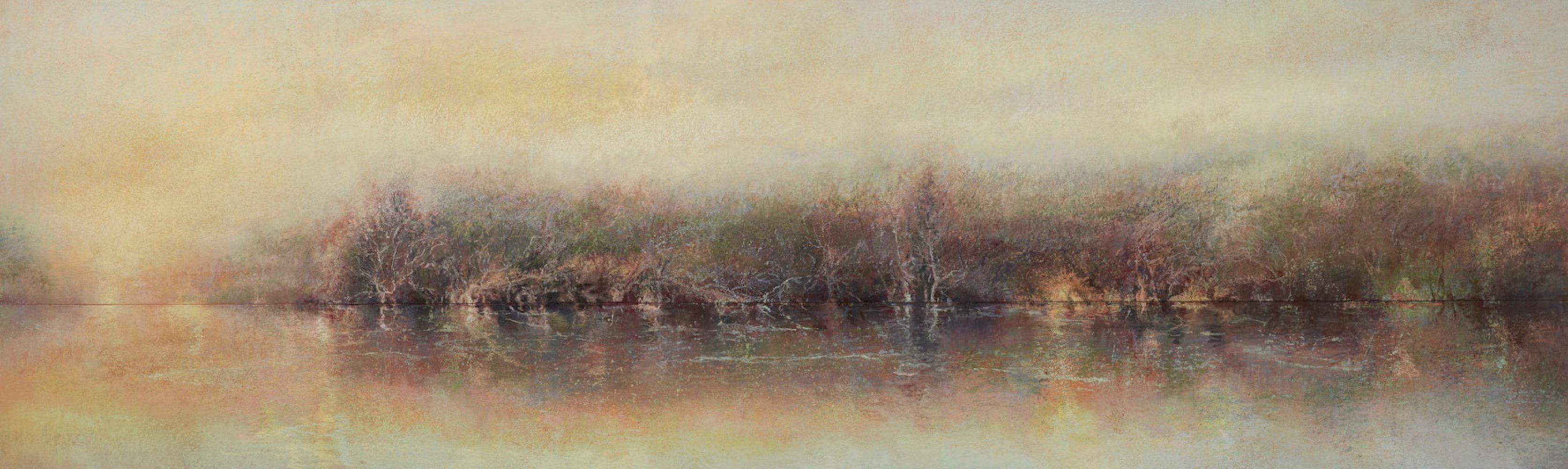 Gail Chase-Bien Abstract Painting - River Pastel / contemporary minimal warm calm etherial realism