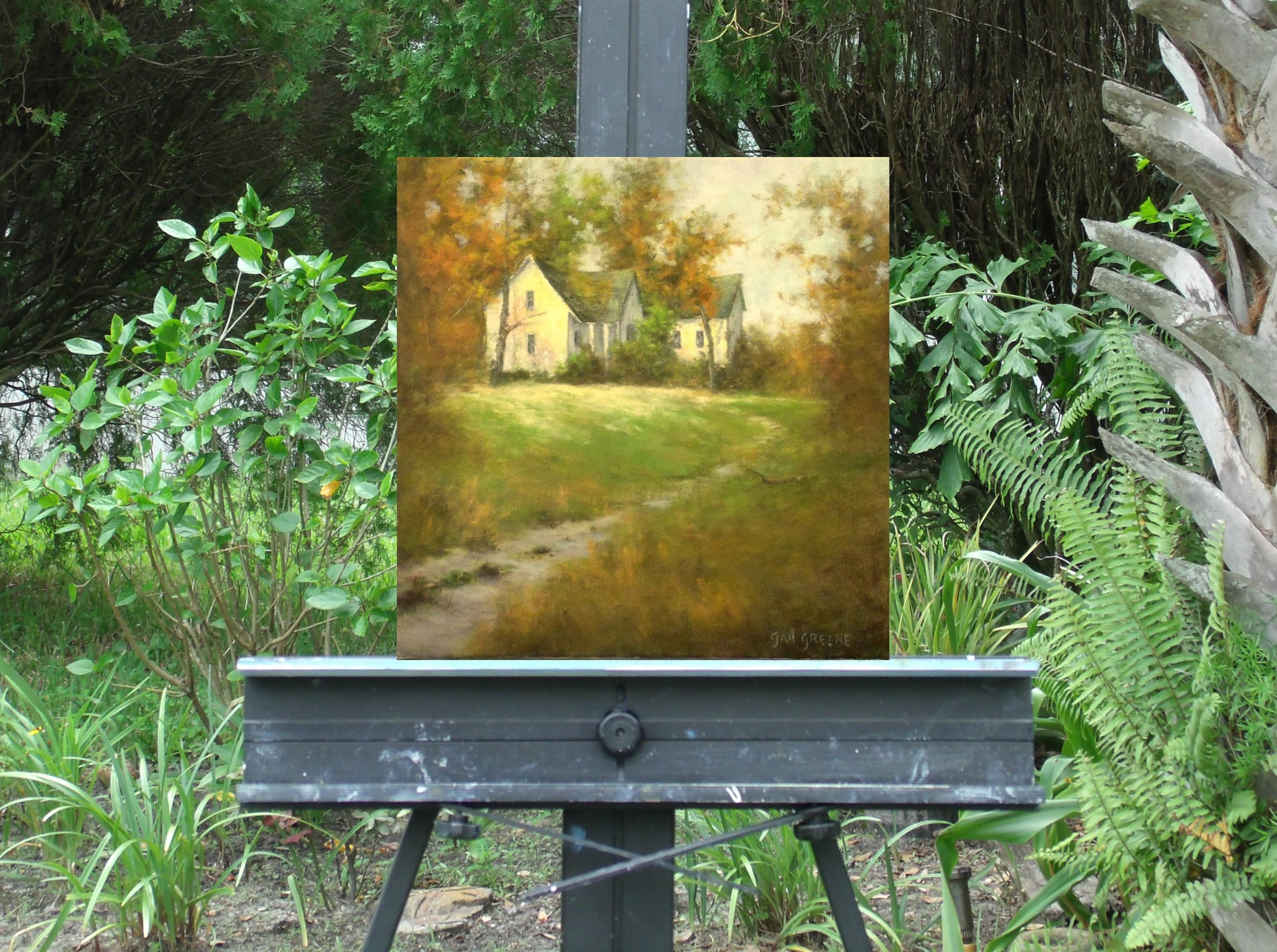 house on a hill painting